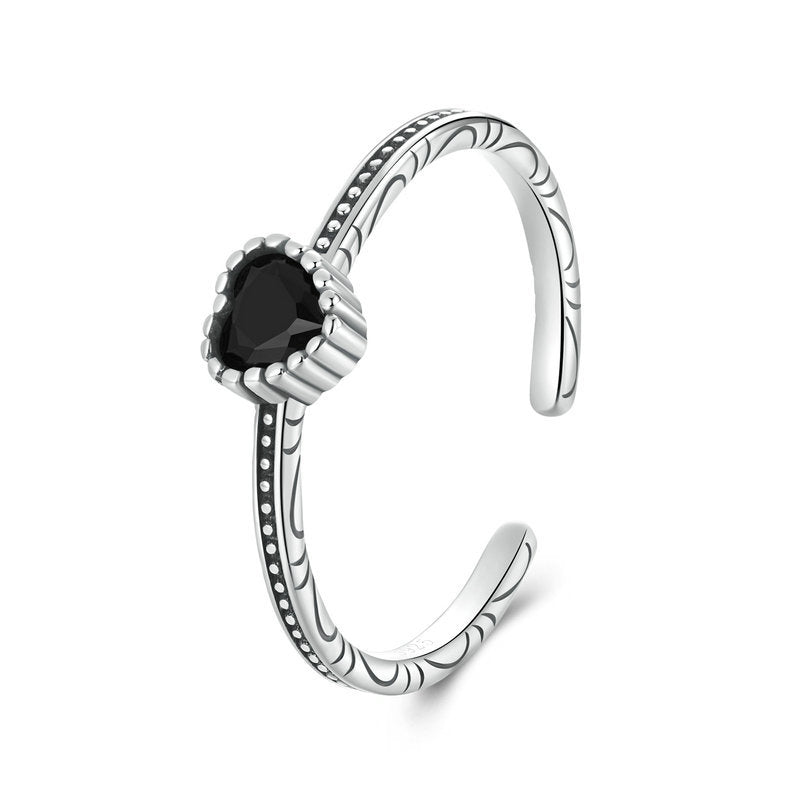 Black Heart Cuff Ring