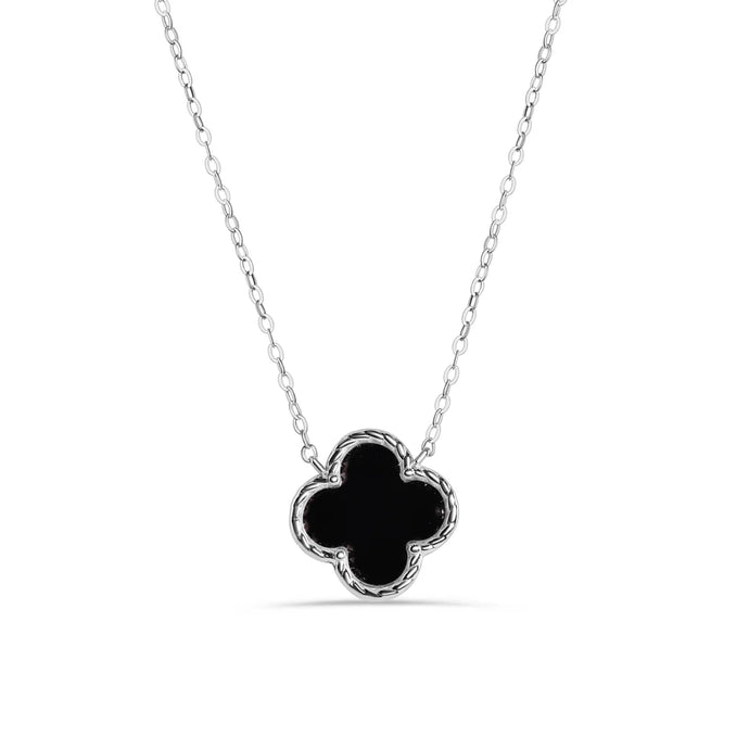 Black Enamel Clover Necklace