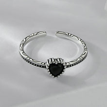 Load image into Gallery viewer, Black Heart Cuff Ring