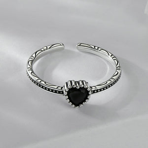 Black Heart Cuff Ring