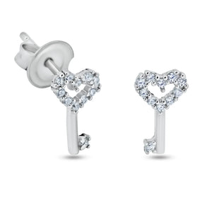 Small Heart Key Studs