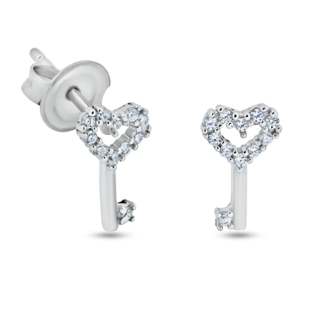 Small Heart Key Studs