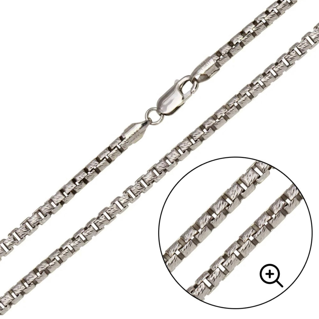 Diamond Cut Slash Round Box Chain