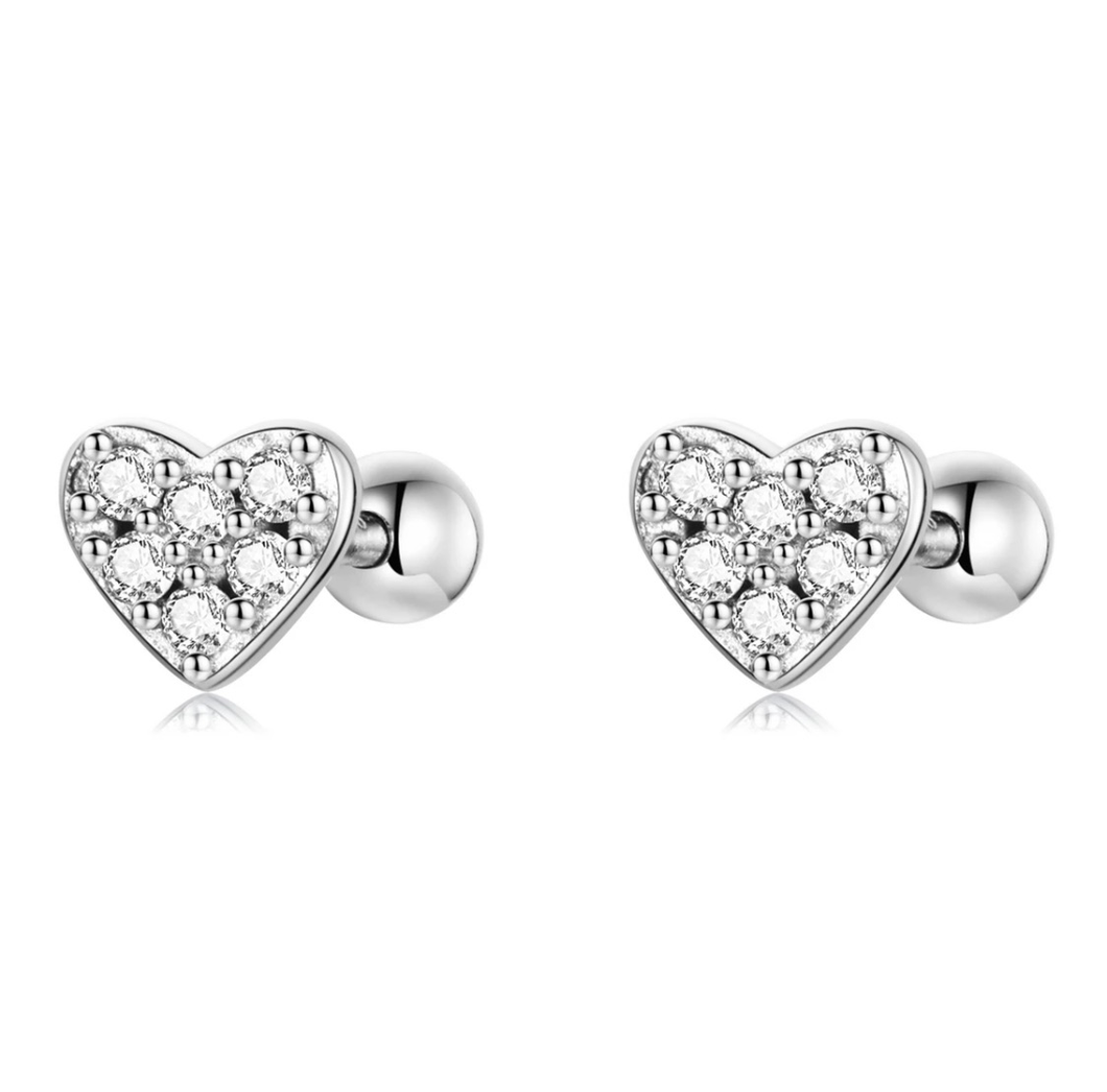 Mini Heart Glitzy Studs