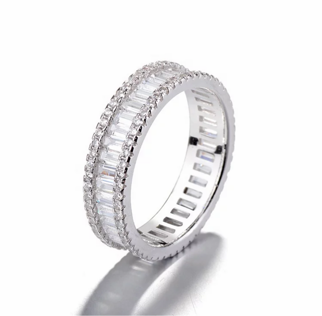 Glitzy Emerald Cut Eternity Band