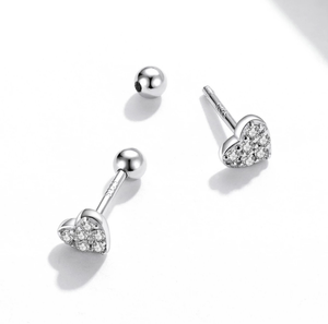 Mini Heart Glitzy Studs