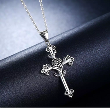 Load image into Gallery viewer, Rose Cross Necklace